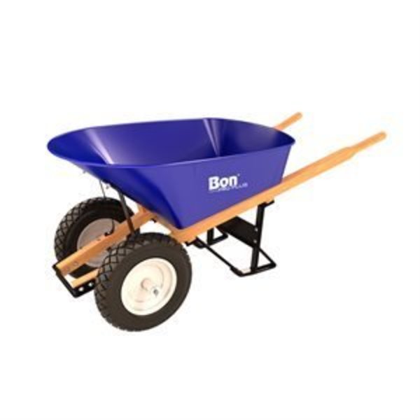 Bon Tool Barrow, Steel 6 Cubic Feet Tray, Double Flatfree Tire Wood Handle 28-701